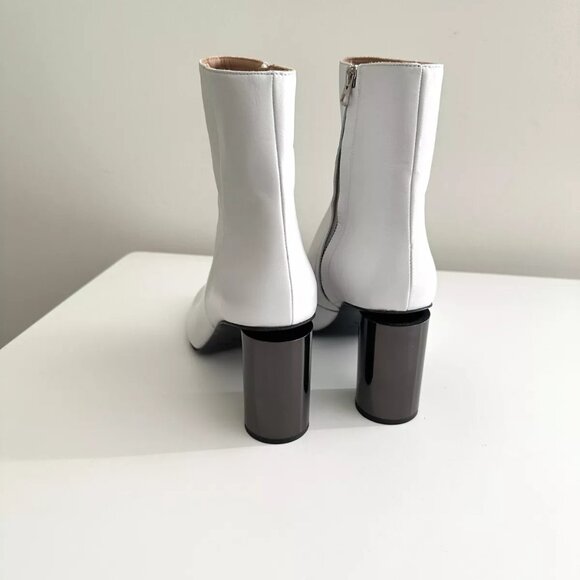 ACNE STUDIOS White Leather Cutout Heel Ankle Boots Size 38 - Picture 5 of 10